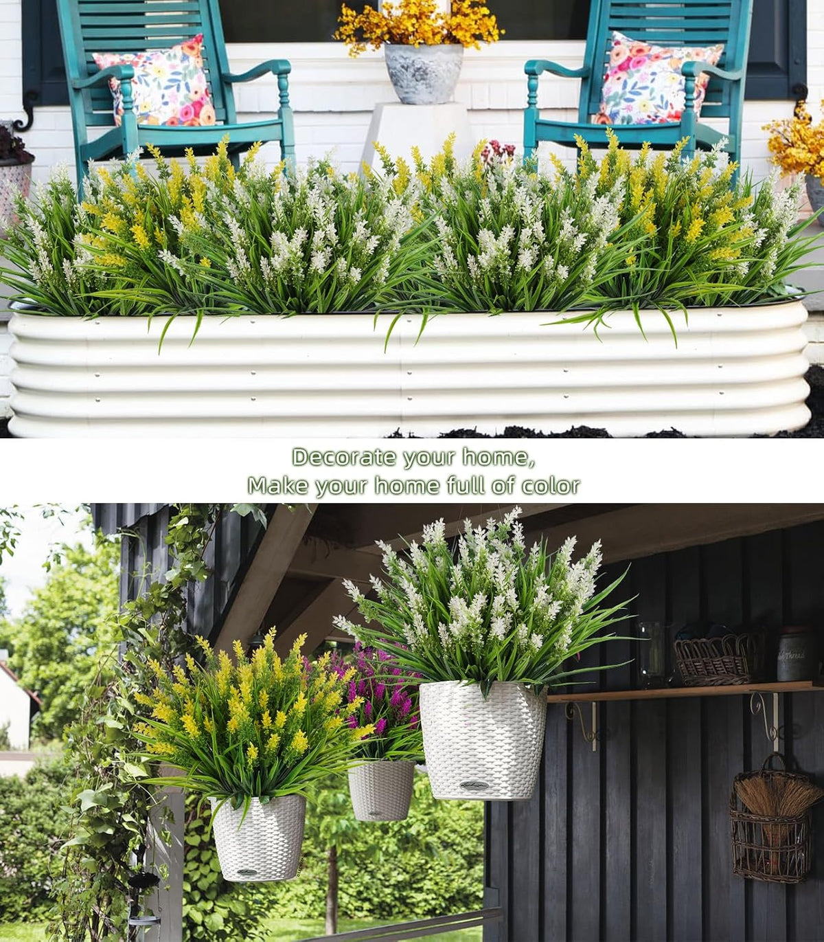 12Pcs Artificial Fall Mum Flower Plant Outdoors Faux Plastic Shrub
