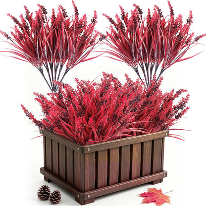12Pcs Artificial Fall Mum Flower Plant Outdoors Faux Plastic Shrub
