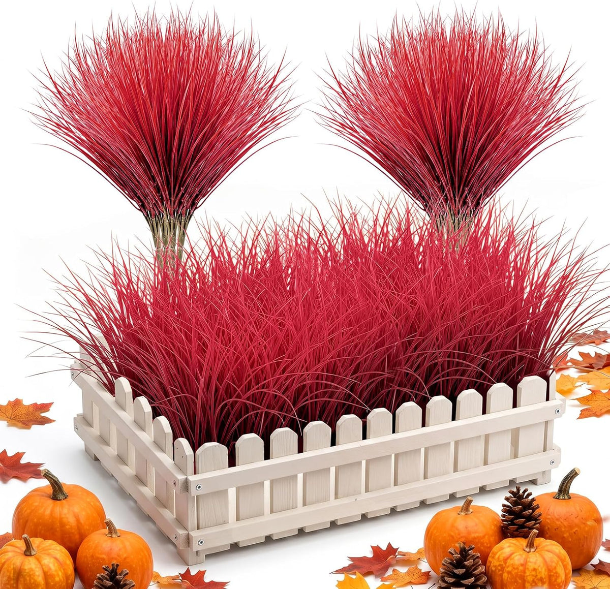 12Pcs Artificial Fall Mum Flower Plant Outdoors Faux Plastic Shrub