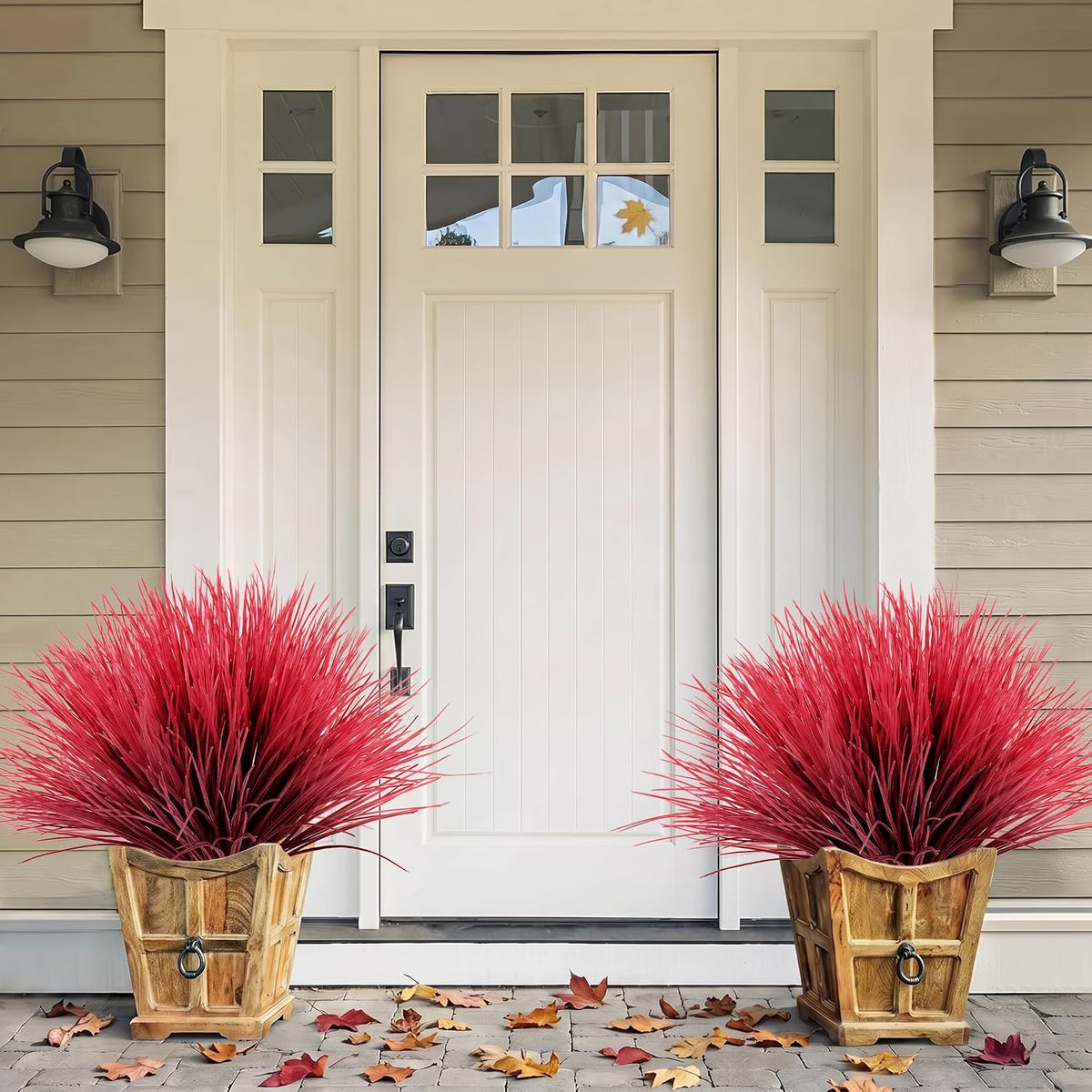 12Pcs Artificial Fall Mum Flower Plant Outdoors Faux Plastic Shrub