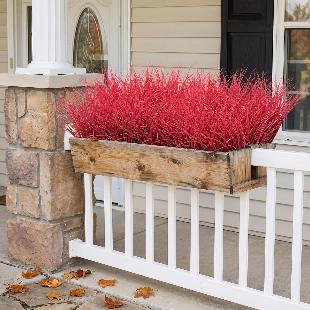 12Pcs Artificial Fall Mum Flower Plant Outdoors Faux Plastic Shrub