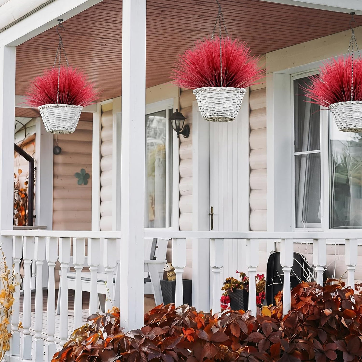 12Pcs Artificial Fall Mum Flower Plant Outdoors Faux Plastic Shrub