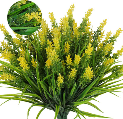 12Pcs Artificial Fall Mum Flower Plant Outdoors Faux Plastic Shrub
