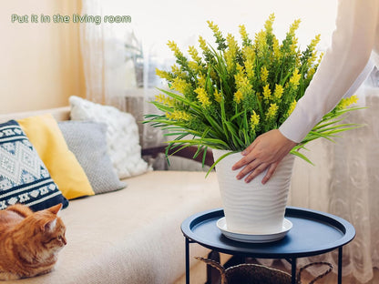 12Pcs Artificial Fall Mum Flower Plant Outdoors Faux Plastic Shrub
