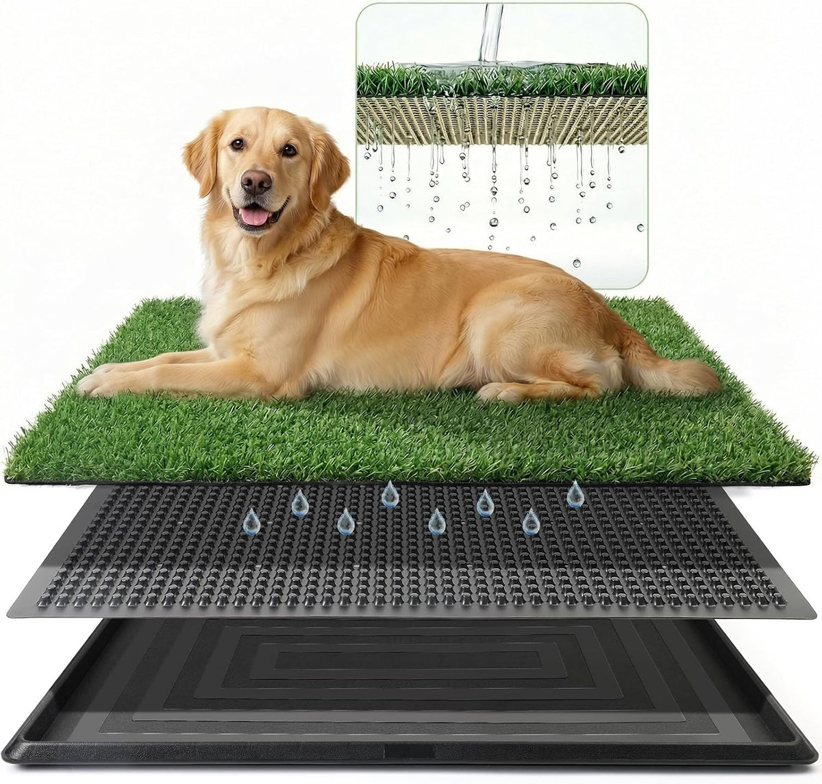 Grass Pad for Dogs Potty, 3-Layer Reusable, Washable, 30 x 20 in
