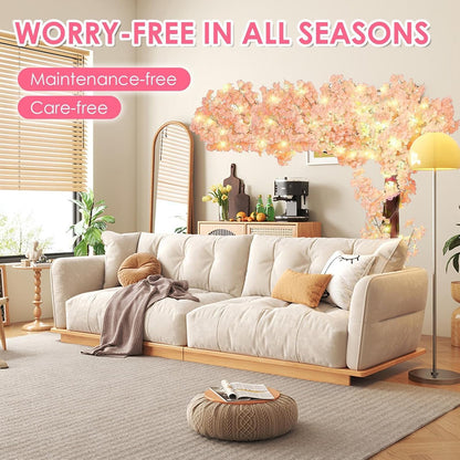 3 Ft 30 Flowers Artificial Cherry Blossoms Trees-Fake Flower Background Wall with Simulated Peach Branch and Rattan Design,Cherry Blossoms Vines-for Indoor Ceiling Air Conditioning Pipe Ornamental