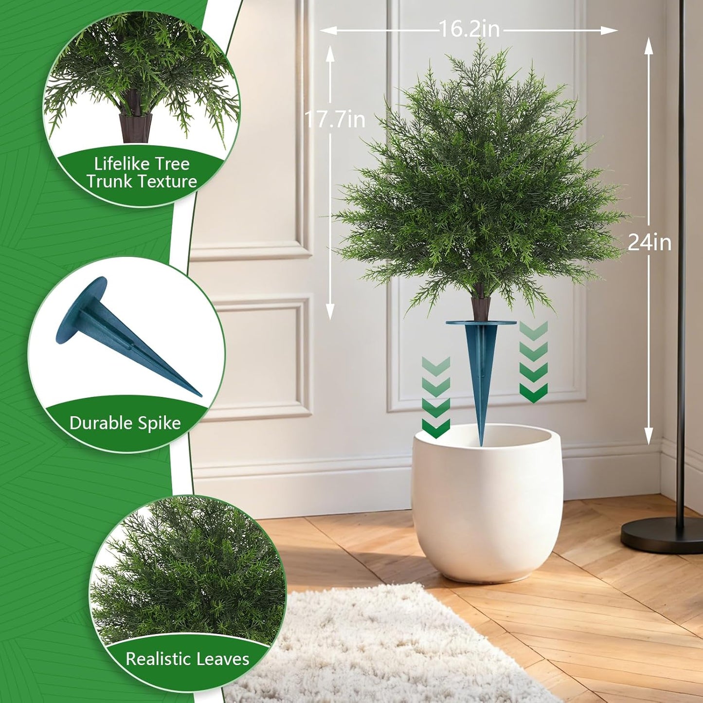 Grooy Fall 2 Pack 24 Inches Artificial Trees with Ground Spikes | Fake Camellia Bushes , Autumn Orange Flowers, UV-Resistant, PE Material, Garden Office Front Door Decor, Zero Maintenance