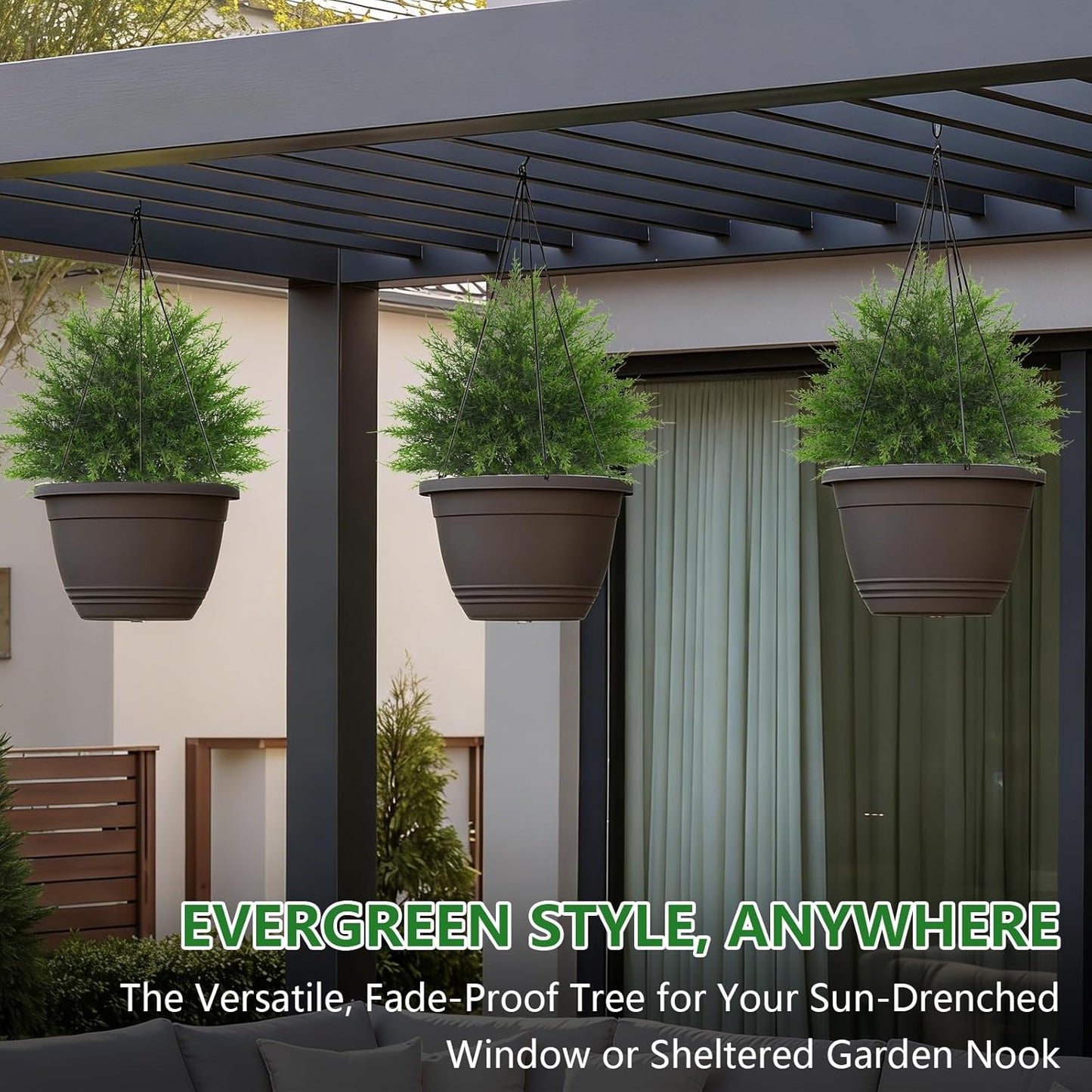 Grooy Fall 2 Pack 24 Inches Artificial Trees with Ground Spikes | Fake Camellia Bushes , Autumn Orange Flowers, UV-Resistant, PE Material, Garden Office Front Door Decor, Zero Maintenance