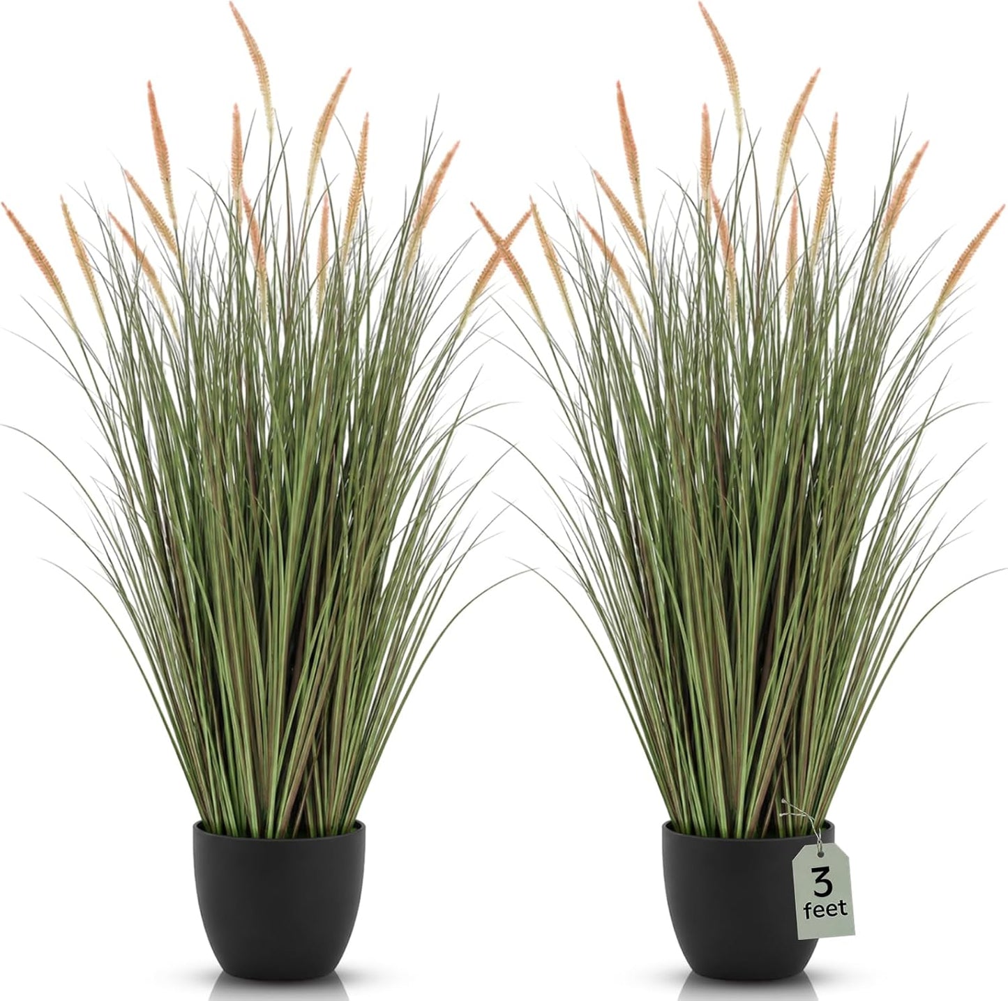 2 Pieces 4 ft Tall Artificial Grass Plants Fake Horsetail Reed Grass Plant with Green Spikes Potted Faux Greenery Floor Plants for Housewarming Gift House Garden Lobby Outdoor