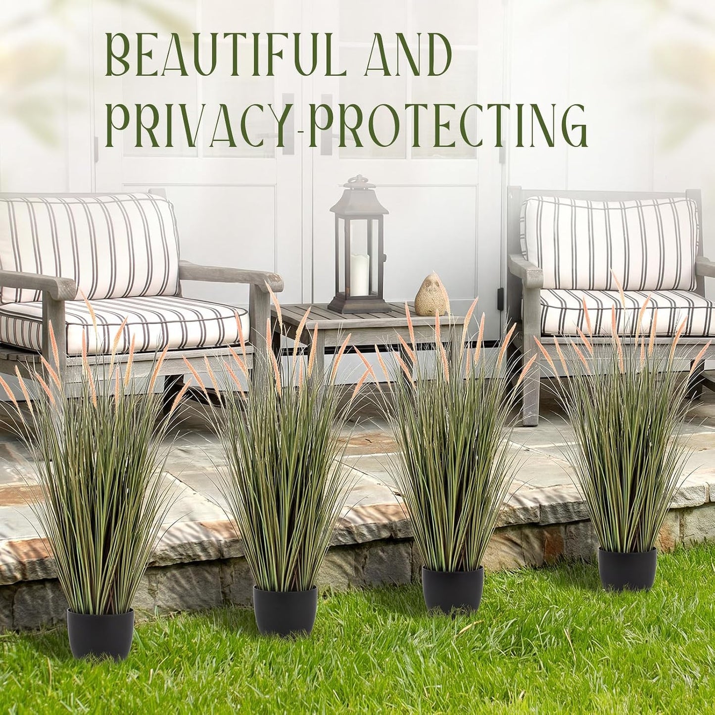 2 Pieces 4 ft Tall Artificial Grass Plants Fake Horsetail Reed Grass Plant with Green Spikes Potted Faux Greenery Floor Plants for Housewarming Gift House Garden Lobby Outdoor
