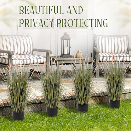 2 Pieces 4 ft Tall Artificial Grass Plants Fake Horsetail Reed Grass Plant with Green Spikes Potted Faux Greenery Floor Plants for Housewarming Gift House Garden Lobby Outdoor
