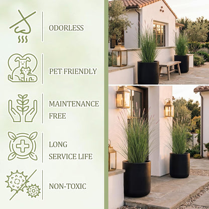 2 Pieces 4 ft Tall Artificial Grass Plants Fake Horsetail Reed Grass Plant with Green Spikes Potted Faux Greenery Floor Plants for Housewarming Gift House Garden Lobby Outdoor