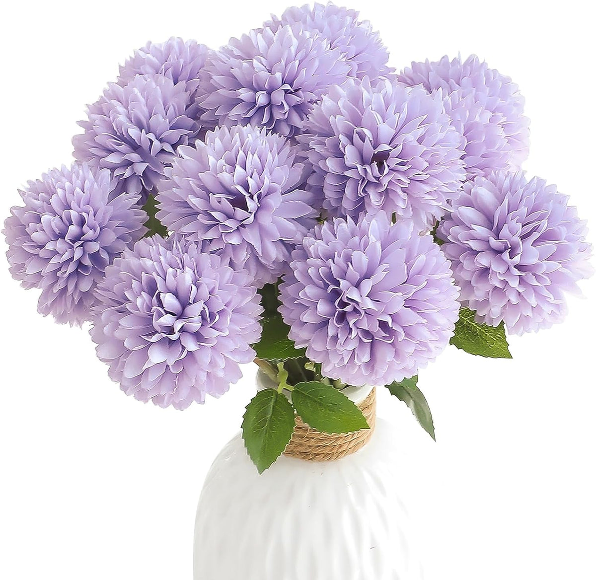 12pcs Lilac Faux Silk Mums Artificial Flowers Bulk Fake Chrysanthemums with Stems for DIY Wedding Table Centerpieces Floral Arrangements Vase Fillers Home Decorations