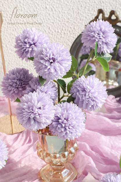 12pcs Lilac Faux Silk Mums Artificial Flowers Bulk Fake Chrysanthemums with Stems for DIY Wedding Table Centerpieces Floral Arrangements Vase Fillers Home Decorations