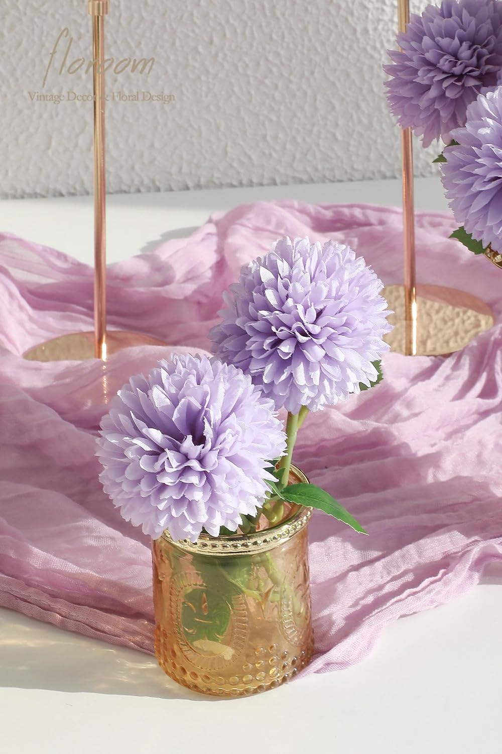 12pcs Lilac Faux Silk Mums Artificial Flowers Bulk Fake Chrysanthemums with Stems for DIY Wedding Table Centerpieces Floral Arrangements Vase Fillers Home Decorations