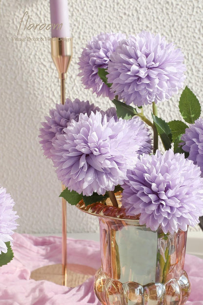 12pcs Lilac Faux Silk Mums Artificial Flowers Bulk Fake Chrysanthemums with Stems for DIY Wedding Table Centerpieces Floral Arrangements Vase Fillers Home Decorations