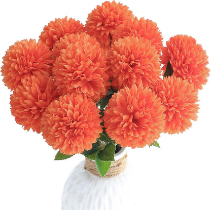12pcs Lilac Faux Silk Mums Artificial Flowers Bulk Fake Chrysanthemums with Stems for DIY Wedding Table Centerpieces Floral Arrangements Vase Fillers Home Decorations