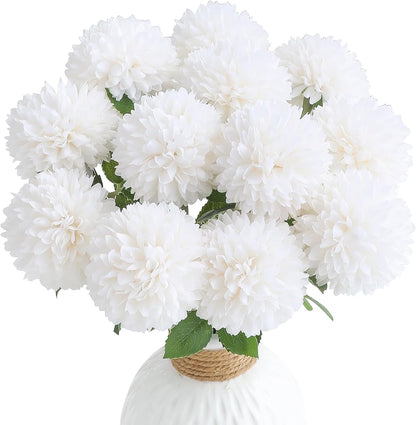 12pcs Lilac Faux Silk Mums Artificial Flowers Bulk Fake Chrysanthemums with Stems for DIY Wedding Table Centerpieces Floral Arrangements Vase Fillers Home Decorations