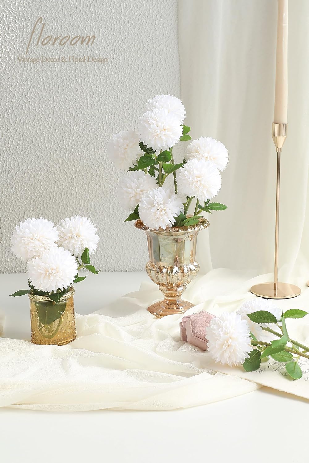 12pcs Lilac Faux Silk Mums Artificial Flowers Bulk Fake Chrysanthemums with Stems for DIY Wedding Table Centerpieces Floral Arrangements Vase Fillers Home Decorations