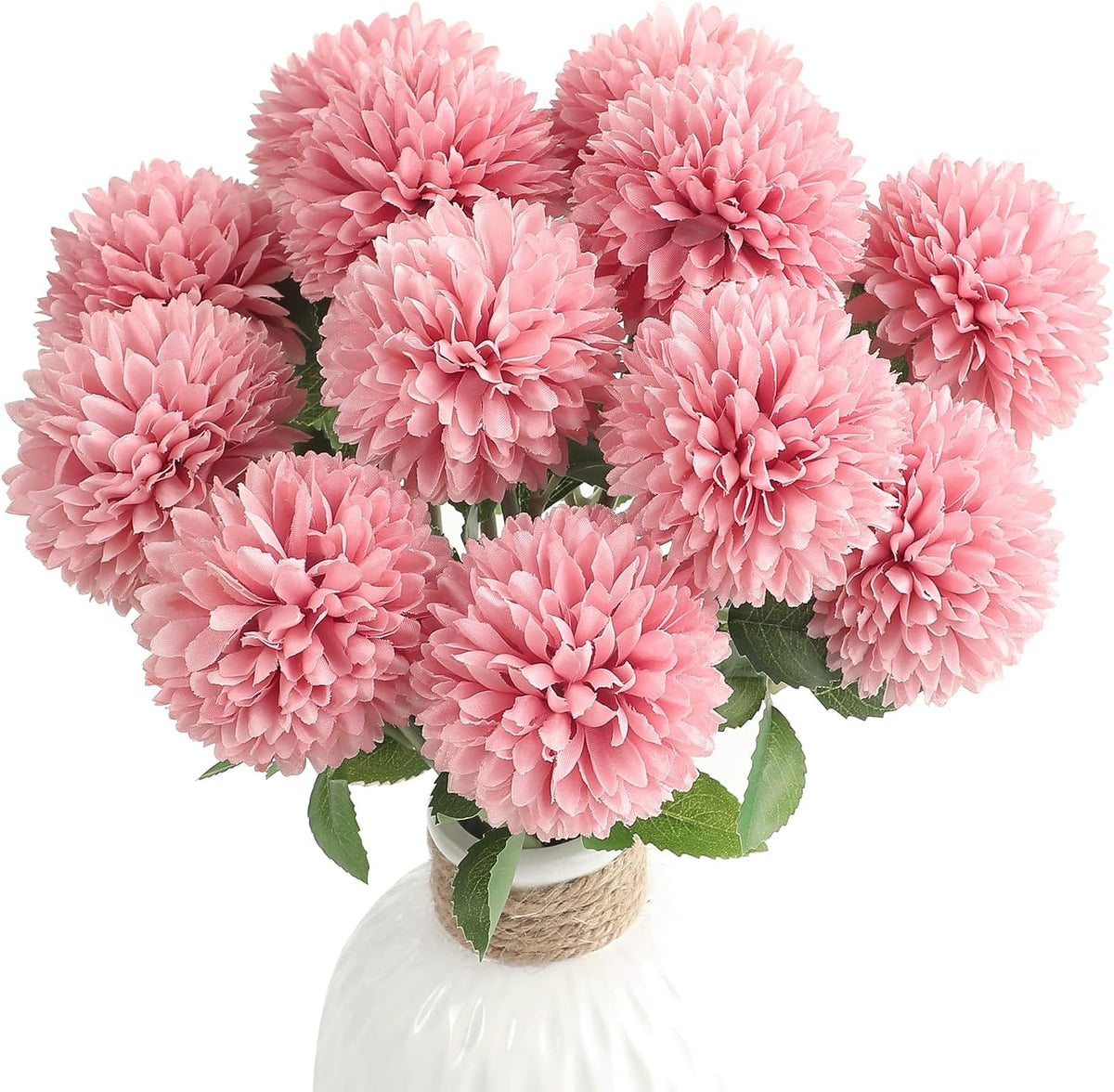 12pcs Lilac Faux Silk Mums Artificial Flowers Bulk Fake Chrysanthemums with Stems for DIY Wedding Table Centerpieces Floral Arrangements Vase Fillers Home Decorations