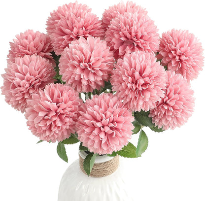 12pcs Lilac Faux Silk Mums Artificial Flowers Bulk Fake Chrysanthemums with Stems for DIY Wedding Table Centerpieces Floral Arrangements Vase Fillers Home Decorations