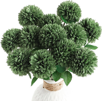 12pcs Lilac Faux Silk Mums Artificial Flowers Bulk Fake Chrysanthemums with Stems for DIY Wedding Table Centerpieces Floral Arrangements Vase Fillers Home Decorations