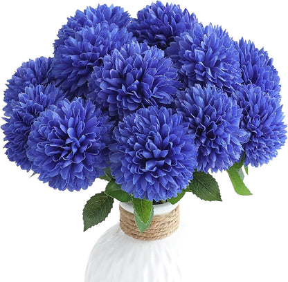 12pcs Lilac Faux Silk Mums Artificial Flowers Bulk Fake Chrysanthemums with Stems for DIY Wedding Table Centerpieces Floral Arrangements Vase Fillers Home Decorations