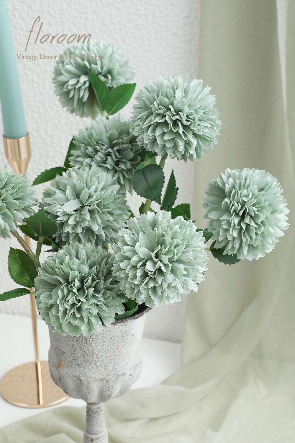 12pcs Lilac Faux Silk Mums Artificial Flowers Bulk Fake Chrysanthemums with Stems for DIY Wedding Table Centerpieces Floral Arrangements Vase Fillers Home Decorations