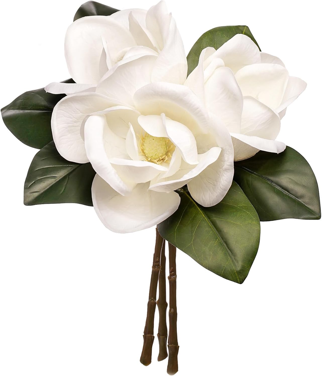 6 Stems Real Touch Creamy White Magnolia Flowers for Vases, Artificial Realistic Magnolia Large Flowers for Home Décor