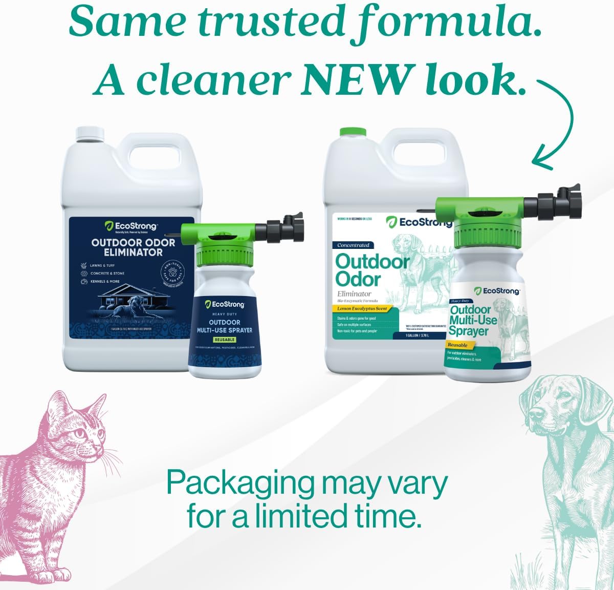 Outdoor Odor Eliminator | Outside Dog Urine Enzyme Cleaner – Powerful Pet, Cat, Animal Scent Deodorizer | Professional Strength for Yard, Turf, Kennels, Patios, Decks (Gallon with Sprayer)