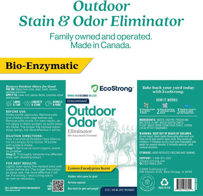 Outdoor Odor Eliminator | Outside Dog Urine Enzyme Cleaner – Powerful Pet, Cat, Animal Scent Deodorizer | Professional Strength for Yard, Turf, Kennels, Patios, Decks (Gallon with Sprayer)