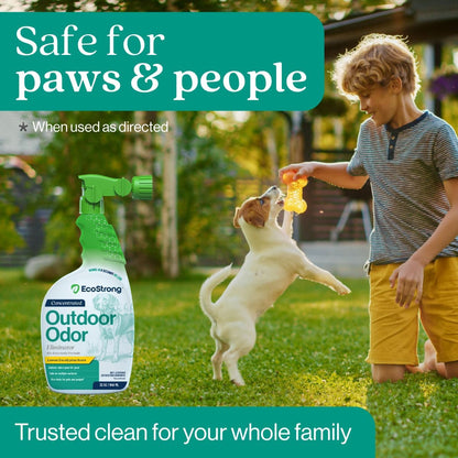 Outdoor Odor Eliminator | Outside Dog Urine Enzyme Cleaner – Powerful Pet, Cat, Animal Scent Deodorizer | Professional Strength for Yard, Turf, Kennels, Patios, Decks (Gallon with Sprayer)