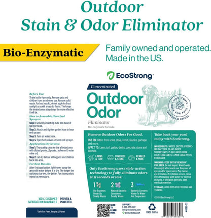 Outdoor Odor Eliminator | Outside Dog Urine Enzyme Cleaner – Powerful Pet, Cat, Animal Scent Deodorizer | Professional Strength for Yard, Turf, Kennels, Patios, Decks (Gallon with Sprayer)
