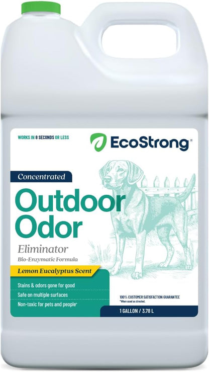 Outdoor Odor Eliminator | Outside Dog Urine Enzyme Cleaner – Powerful Pet, Cat, Animal Scent Deodorizer | Professional Strength for Yard, Turf, Kennels, Patios, Decks (Gallon with Sprayer)