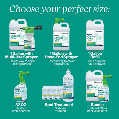 Outdoor Odor Eliminator | Outside Dog Urine Enzyme Cleaner – Powerful Pet, Cat, Animal Scent Deodorizer | Professional Strength for Yard, Turf, Kennels, Patios, Decks (Gallon with Sprayer)