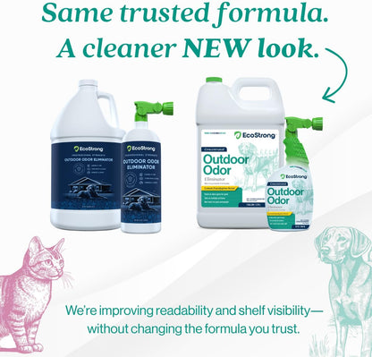 Outdoor Odor Eliminator | Outside Dog Urine Enzyme Cleaner – Powerful Pet, Cat, Animal Scent Deodorizer | Professional Strength for Yard, Turf, Kennels, Patios, Decks (Gallon with Sprayer)