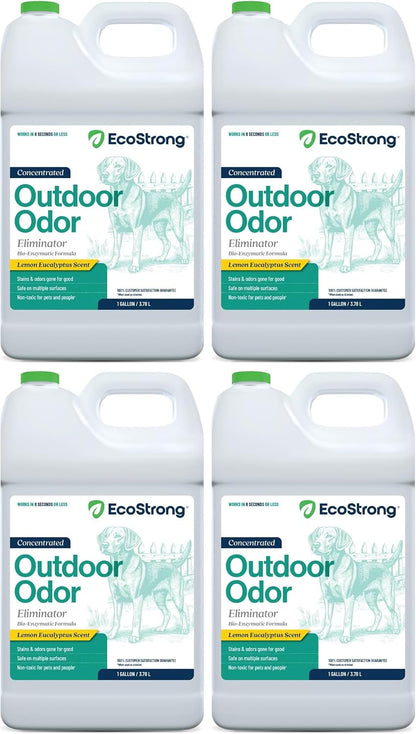 Outdoor Odor Eliminator | Outside Dog Urine Enzyme Cleaner – Powerful Pet, Cat, Animal Scent Deodorizer | Professional Strength for Yard, Turf, Kennels, Patios, Decks (Gallon with Sprayer)