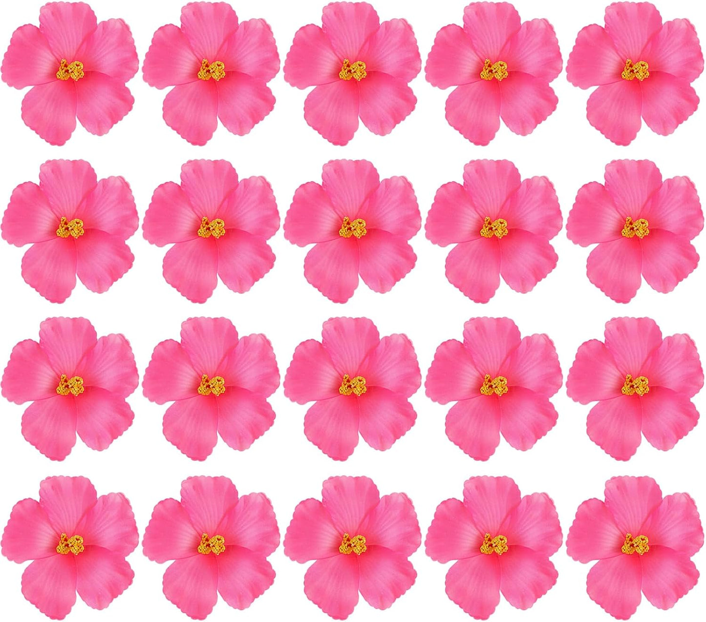 20 Pcs Hawaiian Artificial Flowers, Plumeria Hibiscus Fake Flowers 3.5 Inch for DIY Hair Clips, Brooch, Wreath, Wedding Decor, Beach Party Supplies