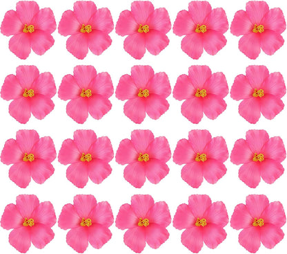 20 Pcs Hawaiian Artificial Flowers, Plumeria Hibiscus Fake Flowers 3.5 Inch for DIY Hair Clips, Brooch, Wreath, Wedding Decor, Beach Party Supplies