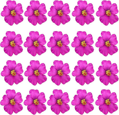 20 Pcs Hawaiian Artificial Flowers, Plumeria Hibiscus Fake Flowers 3.5 Inch for DIY Hair Clips, Brooch, Wreath, Wedding Decor, Beach Party Supplies