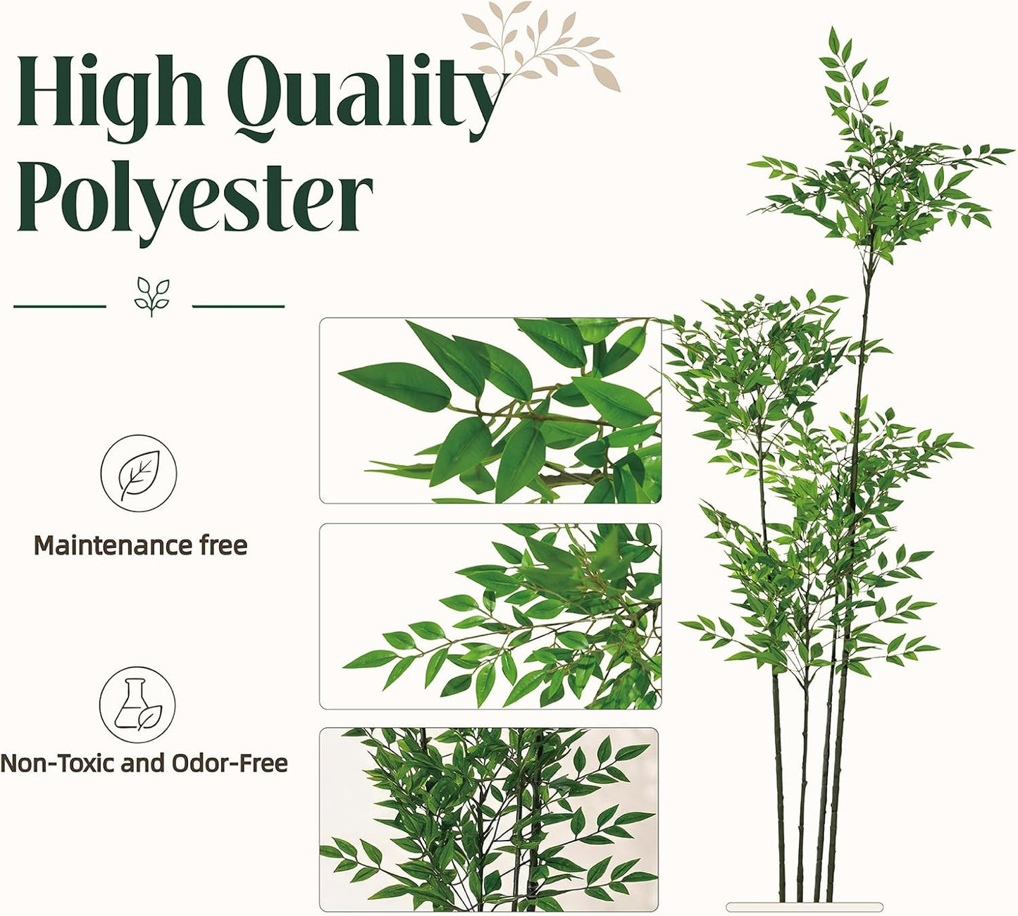 5ft Faux Nandina Domestica, Artificial Bamboo Potted Floor Plant, Realistic Low Maintenance Greenery for Indoor Outdoor Garden Entryway Office Modern Farmhouse