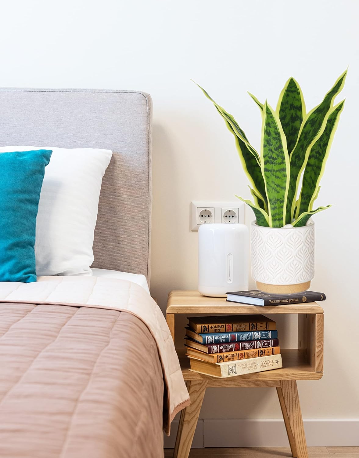 Artificial Realistic Snake Plant 16" with White Ceramic Pot | Fake Snake Plants Sansevieria Greenery Faux Snake Plant for Home Office Living Room Housewarming Gifts Indoor Decor