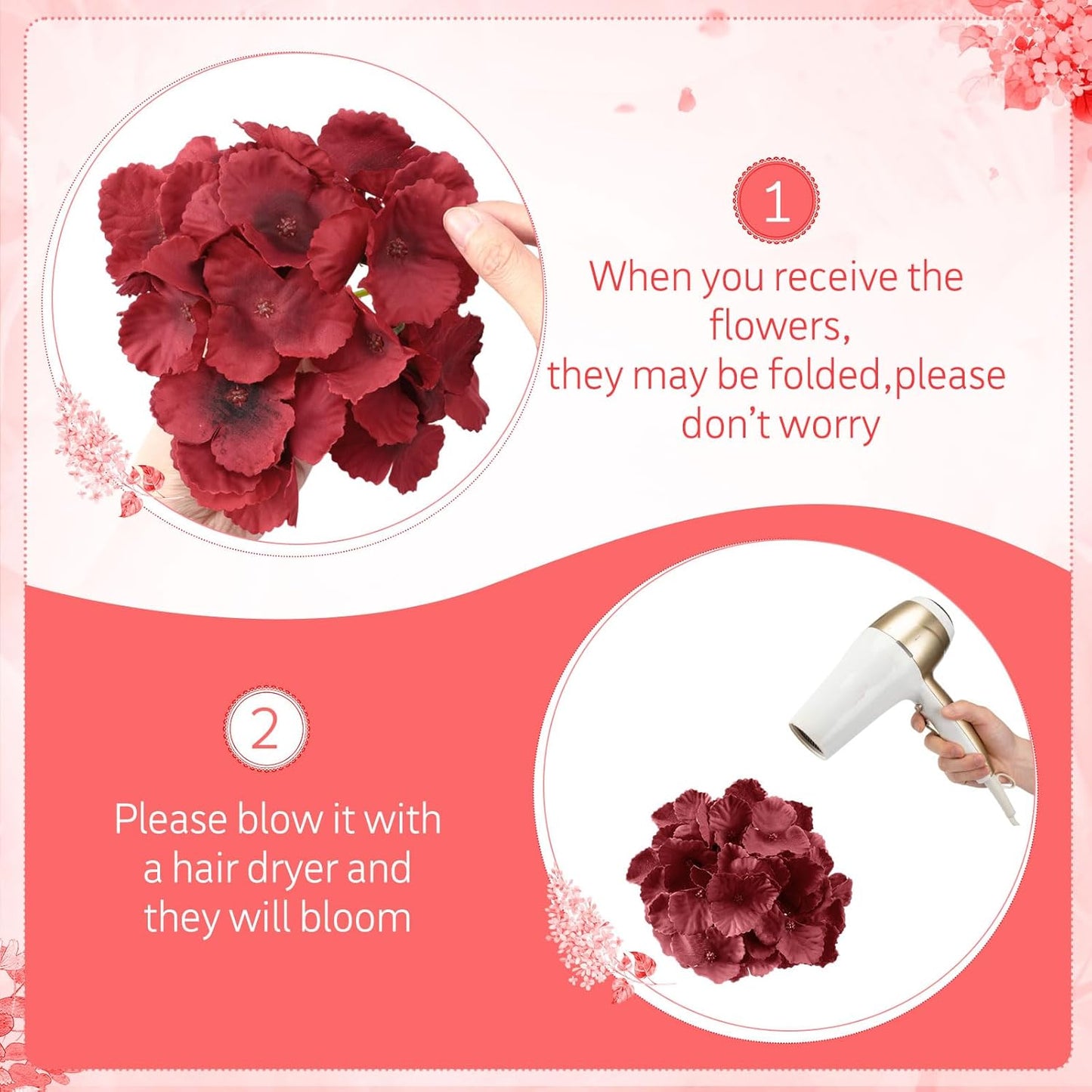 100 Pcs Hydrangea Artificial Flowers Bulk 7.48 Inch Artificial Hydrangeas with Removable Stems Faux Flowers Wedding Decor for Home Garden Party Decoration DIY Project (Lavender)