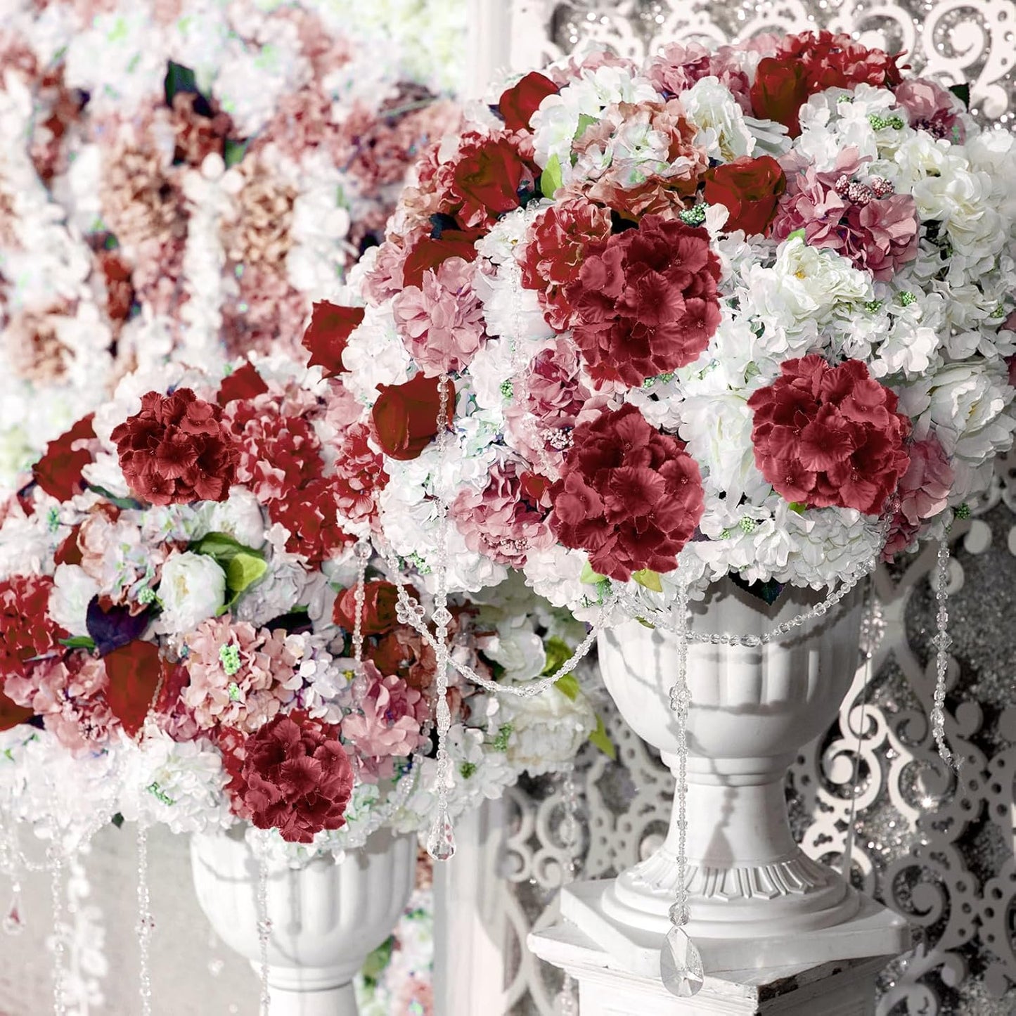 100 Pcs Hydrangea Artificial Flowers Bulk 7.48 Inch Artificial Hydrangeas with Removable Stems Faux Flowers Wedding Decor for Home Garden Party Decoration DIY Project (Lavender)
