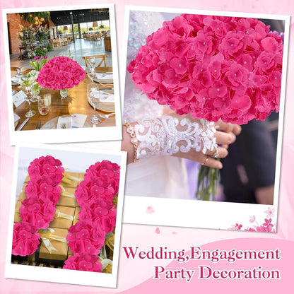 100 Pcs Hydrangea Artificial Flowers Bulk 7.48 Inch Artificial Hydrangeas with Removable Stems Faux Flowers Wedding Decor for Home Garden Party Decoration DIY Project (Lavender)