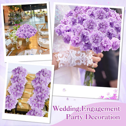 100 Pcs Hydrangea Artificial Flowers Bulk 7.48 Inch Artificial Hydrangeas with Removable Stems Faux Flowers Wedding Decor for Home Garden Party Decoration DIY Project (Lavender)