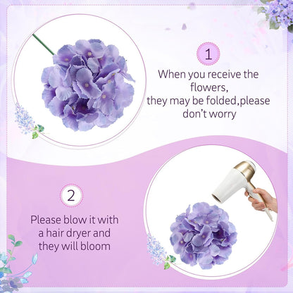 100 Pcs Hydrangea Artificial Flowers Bulk 7.48 Inch Artificial Hydrangeas with Removable Stems Faux Flowers Wedding Decor for Home Garden Party Decoration DIY Project (Lavender)