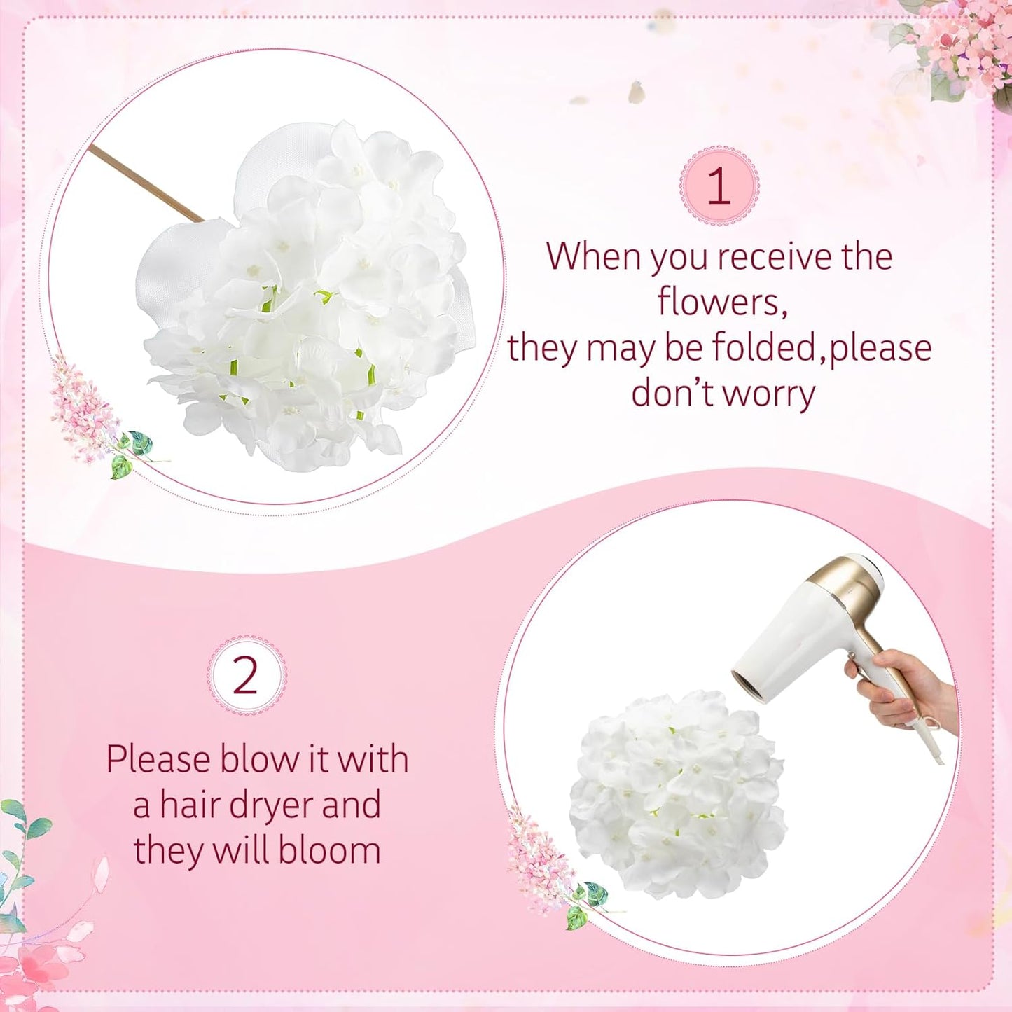 100 Pcs Hydrangea Artificial Flowers Bulk 7.48 Inch Artificial Hydrangeas with Removable Stems Faux Flowers Wedding Decor for Home Garden Party Decoration DIY Project (Lavender)