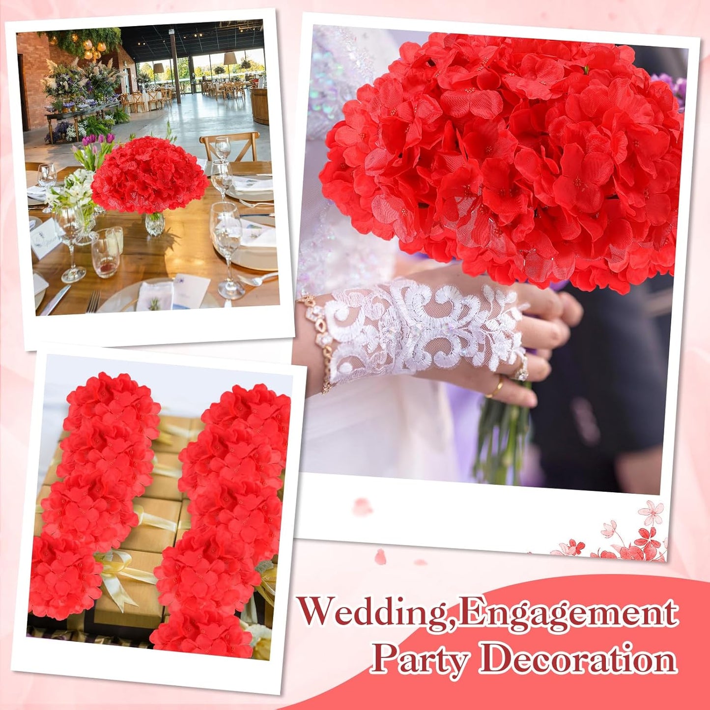 100 Pcs Hydrangea Artificial Flowers Bulk 7.48 Inch Artificial Hydrangeas with Removable Stems Faux Flowers Wedding Decor for Home Garden Party Decoration DIY Project (Lavender)