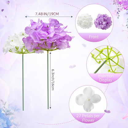 100 Pcs Hydrangea Artificial Flowers Bulk 7.48 Inch Artificial Hydrangeas with Removable Stems Faux Flowers Wedding Decor for Home Garden Party Decoration DIY Project (Lavender)